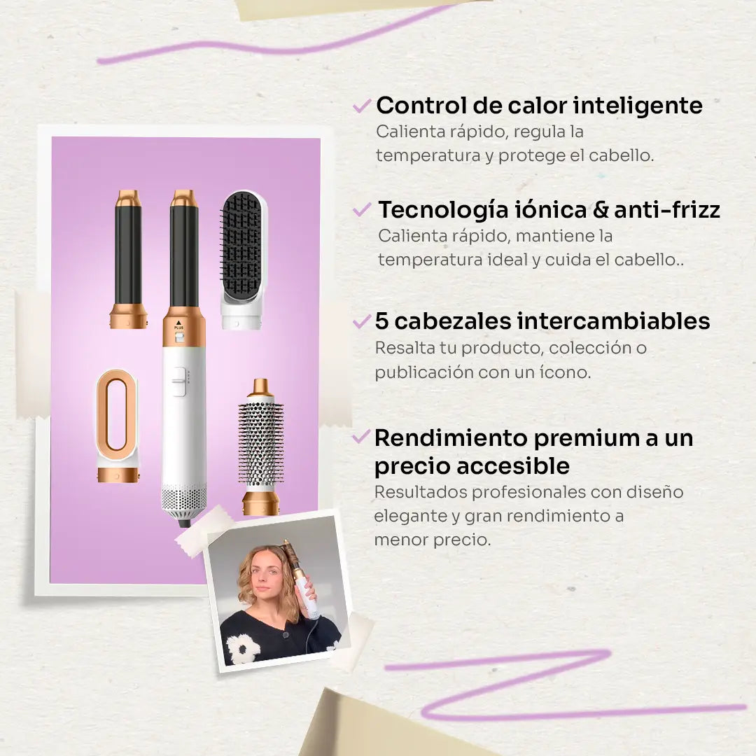 Elollya GoBrush X5: Seca, alisa, riza, da volumen y brilla con control térmico inteligente