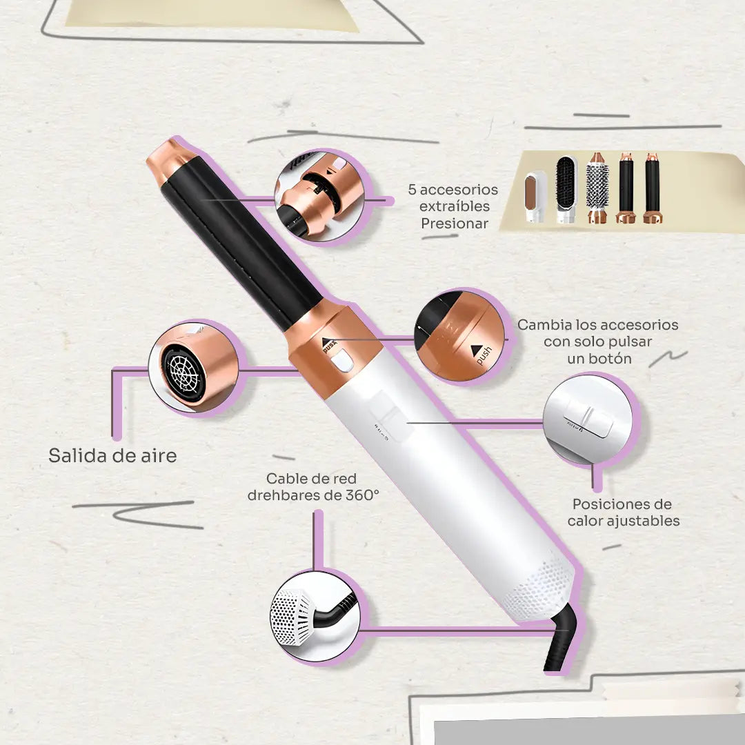 Elollya GoBrush X5: Seca, alisa, riza, da volumen y brilla con control térmico inteligente